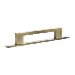 Millhouse Brass Empire Slim Cabinet Pull Handle on Backplate 128mm - Antique Brass