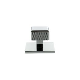Millhouse Brass Eiffel Knurled Square Cabinet Knob Handle on Backplate - Polished Chrome
