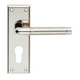 Serozzetta Quaranta Lever On Euro Lock Backplate - Polished Nickel/Satin Nickel