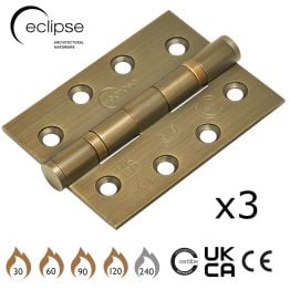 Eclipse PK854MAB - 102x76x3mm MAB Ball Bearing Hinge Grade 13 - (3 Pack) - Antique Brass