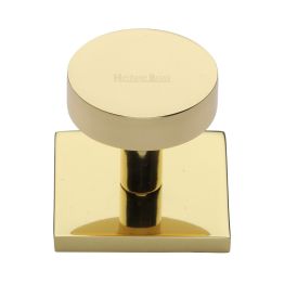 Heritage Brass Cabinet Knob Disc Design with Square Backplate 32mm Polished Brass finish