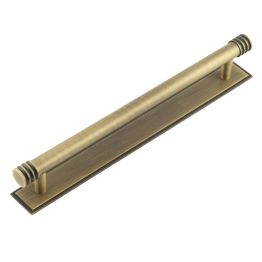 Hoxton Sturt Cabinet Handles 224mm Ctrs Stepped Backplate Antique Brass - By Frelan Hardware - HOX-460AB-6060AB