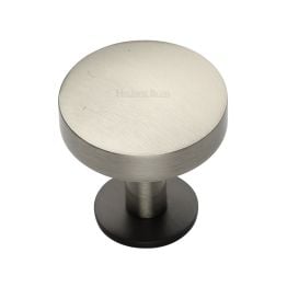 Heritage Brass Cabinet Knob Domed Disc Design with Rose 32mm Matt Bronze/Satin Nickel finish