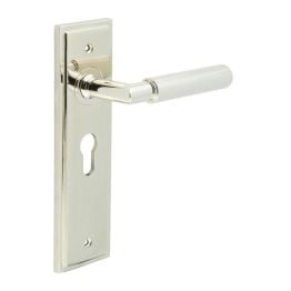 Piccadilly Door Handle Euro Backplate Polished Nickel - By Frelan Hardware - BUR40KIT167