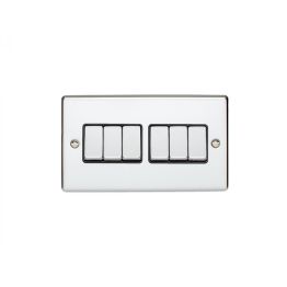 Eurolite Enhance Decorative 6 Gang Switch Polished Chrome