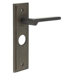 Fitzrovia Door Handle Bathroom Backplate Dark Bronze - By Frelan Hardware - BUR15KIT88