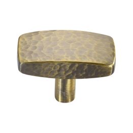 Heritage Brass Cabinet Knob Rectangular Hammered Design 47mm Antique Brass finish