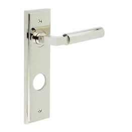 Westminster Door Handle Din Bathroom Backplate Polished Nickel - By Frelan Hardware - BUR30KIT169