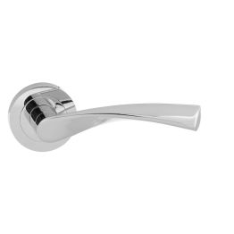 Eco Aqua Aluminium Lever Door Handle on Round Rose - Polished Chrome