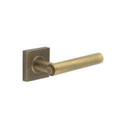 Richmond Door Handles Square Plain Antique Brass - By Frelan Hardware - BUR45KIT6