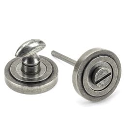 Pewter Round Thumbturn Set (Art Deco Rose)