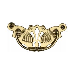Heritage Brass Cabinet Pull Ornate Plate Design Polished Brass Finish
