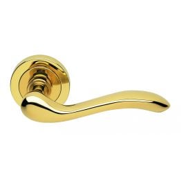 Apollo Lever On Round Rose  - Polished Brass