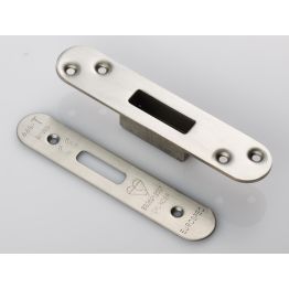 Easi T Forend Strike & Fixing Pack To Suit Euro Profile Bs Cylinder Deadlock-Satin Stainless Steel-Radius Forend - Satin Stainless Steel