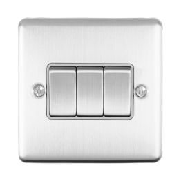 Eurolite Enhance Decorative 3 Gang Switch Satin Stainless Steel