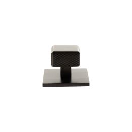 Millhouse Brass Eiffel Knurled Square Cabinet Knob Handle on Backplate - Urban Dark Bronze