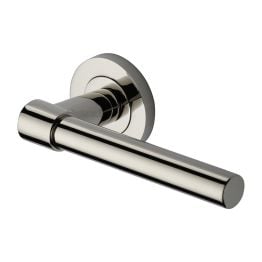 Heritage Brass Door Handle Lever on Rose Phoenix Design Polished Nickel Finish