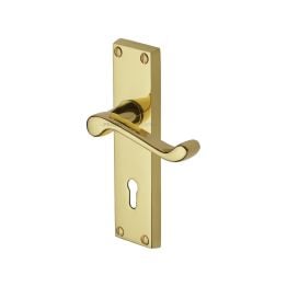 Project Hardware Door Handle Lever Lock Malvern Design Polished Brass finish