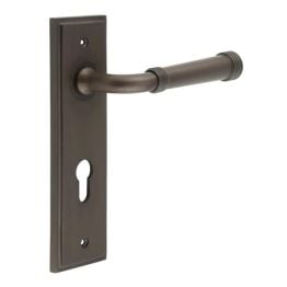 Highgate Door Handle Din Euro Backplate Dark Bronze - By Frelan Hardware - BUR35KIT90