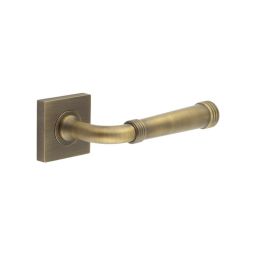 Highgate Door Handles Square Plain Rose Antique Brass - By Frelan Hardware - BUR35KIT6