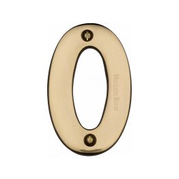 Heritage Brass Numeral 0 Face Fix 76mm (3") Polished Brass finish