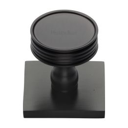 Heritage Brass Cabinet Knob Venetian Design with Square Backplate 32mm Matt Bronze finish