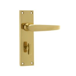 Victorian Straight Door Handle on Bathroom Plate Polished Brass - By Frelan Hardware - JV30BPB