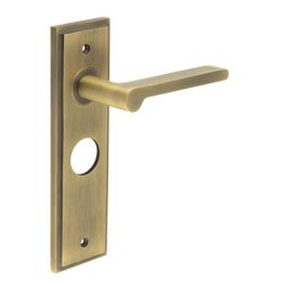 Fitzrovia Door Handle Bathroom Backplate Antique Brass - By Frelan Hardware - BUR15KIT10