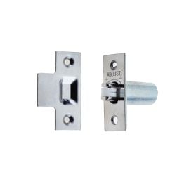 Jedo Adjustable Rollerbolt Catches with Nylon Roller 36mm Polished Chrome - By Frelan Hardware - J8075PC