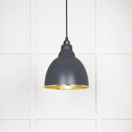 Hammered Brass Brindley Pendant in Slate