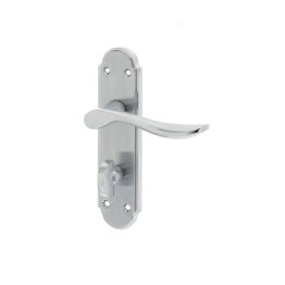 Henley Suite Door Handle on Bathroom Plate Satin Chrome - By Frelan Hardware - JV193SC