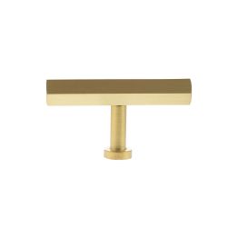 Millhouse Brass Pennington Hexagonal T-Bar Cabinet Knob Handle - Satin Brass