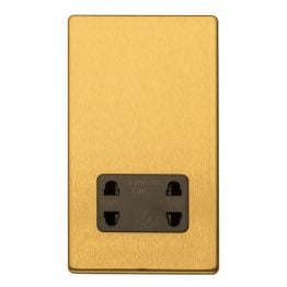 Eurolite Concealed 3mm 2 Gang Shaver socket Satin Brass