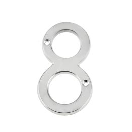 Jedo 75mm Screw Fix Numerals Satin Chrome No. 8 - By Frelan Hardware - JNSC-8