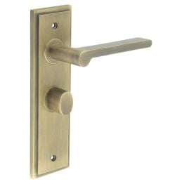 Fitzrovia Door Handle Bathroom Backplate Antique Brass & Turn & Release - By Frelan Hardware - BUR-15AB-453AB-81AB