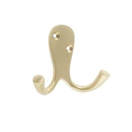 Jedo Double Robe Hooks 53mm Satin Brass - By Frelan Hardware - JV62SB