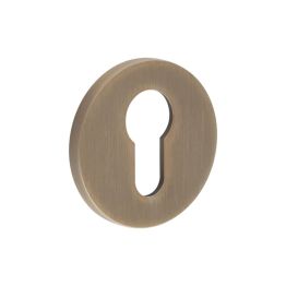 CR-S10 Antique Brass Euro Keyway Round Rose Escutcheon - By Frelan Hardware - CR-S10AB