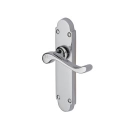 Heritage Brass Door Handle Lever Latch Savoy Design Polished Chrome finish