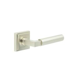 Westminster Door Handles Square Stepped Satin Nickel - By Frelan Hardware - BUR30KIT319