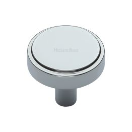 Heritage Brass Cabinet Knob Stepped Disc Design 32mm Polished Chrome finish
