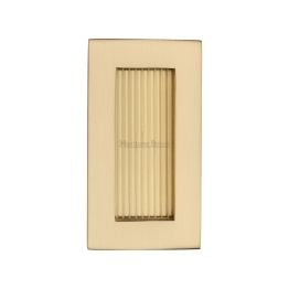 Reeded Rectangular Flush Pull 105 x 58mm Satin Brass finish