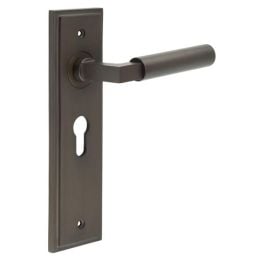 Westminster Door Handle Euro Backplate Dark Bronze - By Frelan Hardware - BUR30KIT89