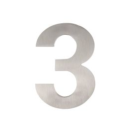 150mm Numerals SSS Finish 150mm Satin Stainless Steel No. 3 - By Frelan Hardware - JNSS-3