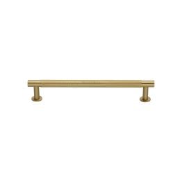Heritage Brass Cabinet Pull Partial Knurled Design with 16mm Rose 128mm CTC Satin Brass finish