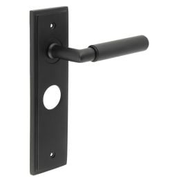Piccadilly Door Handle Bathroom Backplate Matt Black - By Frelan Hardware - BUR40KIT335