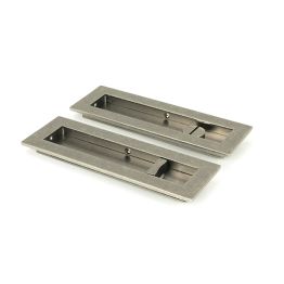Pewter 175mm Plain Rectangular Pull - Privacy Set