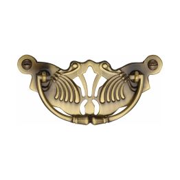 Heritage Brass Cabinet Pull Ornate Plate Design Antique Brass Finish