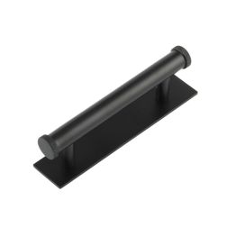 Hoxton Wenlock Cabinet Handles 96mm Ctrs Plain Backplate Matt Black - By Frelan Hardware - HOX-150MB-5050MB