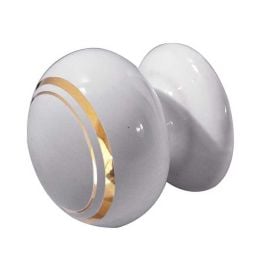 Jedo Porcelain Cupboard Knobs 38mm Goldline White - By Frelan Hardware - JC24