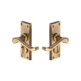 Heritage Brass Door Handle for Privacy Set Bedford Short Design Antique Brass finish